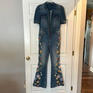 Denim floral jumpsuit
